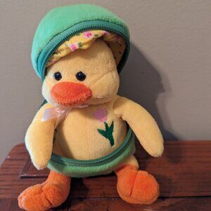 Plushland Chick in Green Egg Vintage 2000 Easter Stuffed Animal Plush Zips Shut